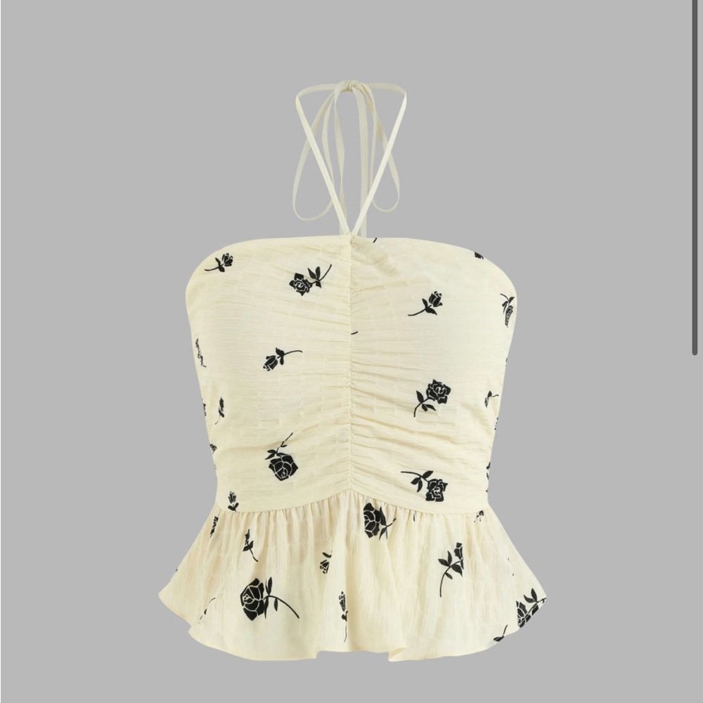 Cider Floral Ruched Halter Top